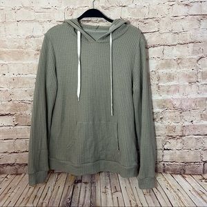 Womens Olive green lined  waffle hoodie measures size large